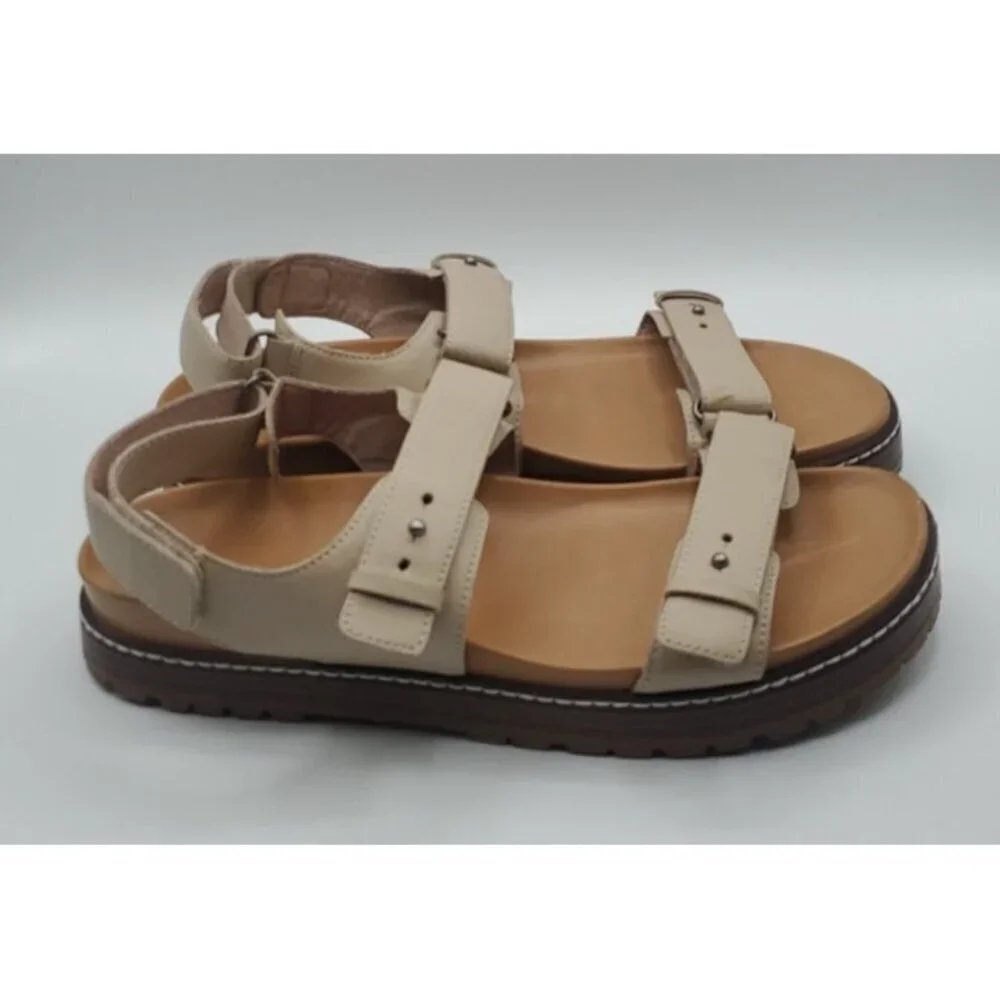 Madewell The Leilah Sandals Platform Chunky Dried Flax Color Womens Size 9